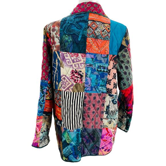 220 Hickory Silk Patchwork Multicolor Quilted Reversible Jacket Women Sz M - Picture 6 of 15